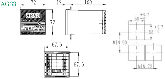 เครื่องควบคุมอุณหภูมิแบบดิจิตอล Digital Temperature Controller รุ่น AG33L