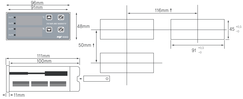 เครื่องควบคุมอุณหภูมิและความชื้น Temperature and Humidity Controller รุ่น FOX-9302R